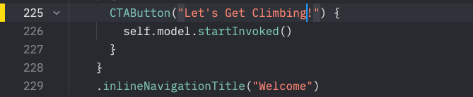 Editing the text for the button from 'Let's get started!' to 'Let's Get Climbing!'